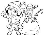 coloriage dora et babouche en pere noel